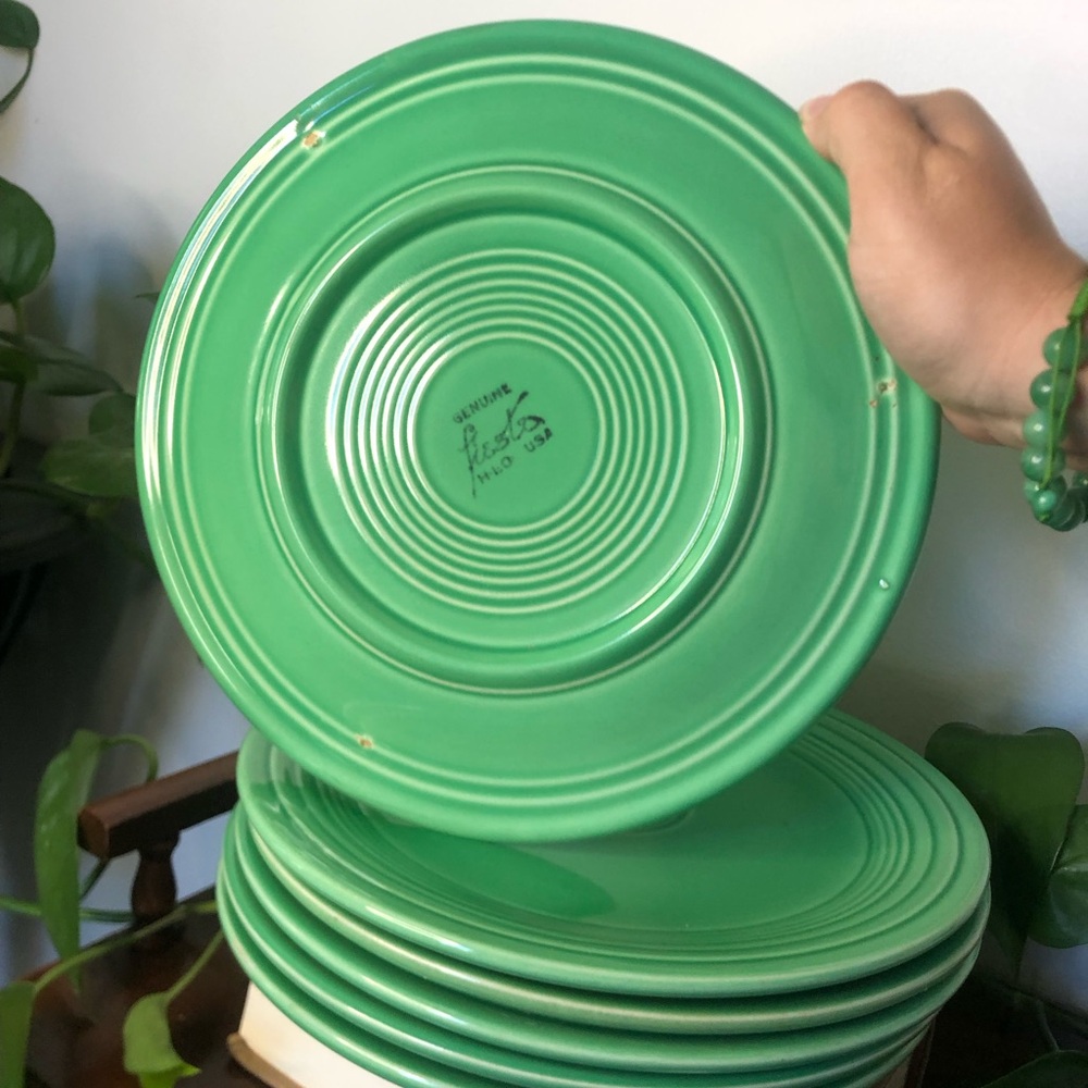 Set of 6 Vintage Genuine Fiesta Green Dinner Plates – Classic HL USA Pottery